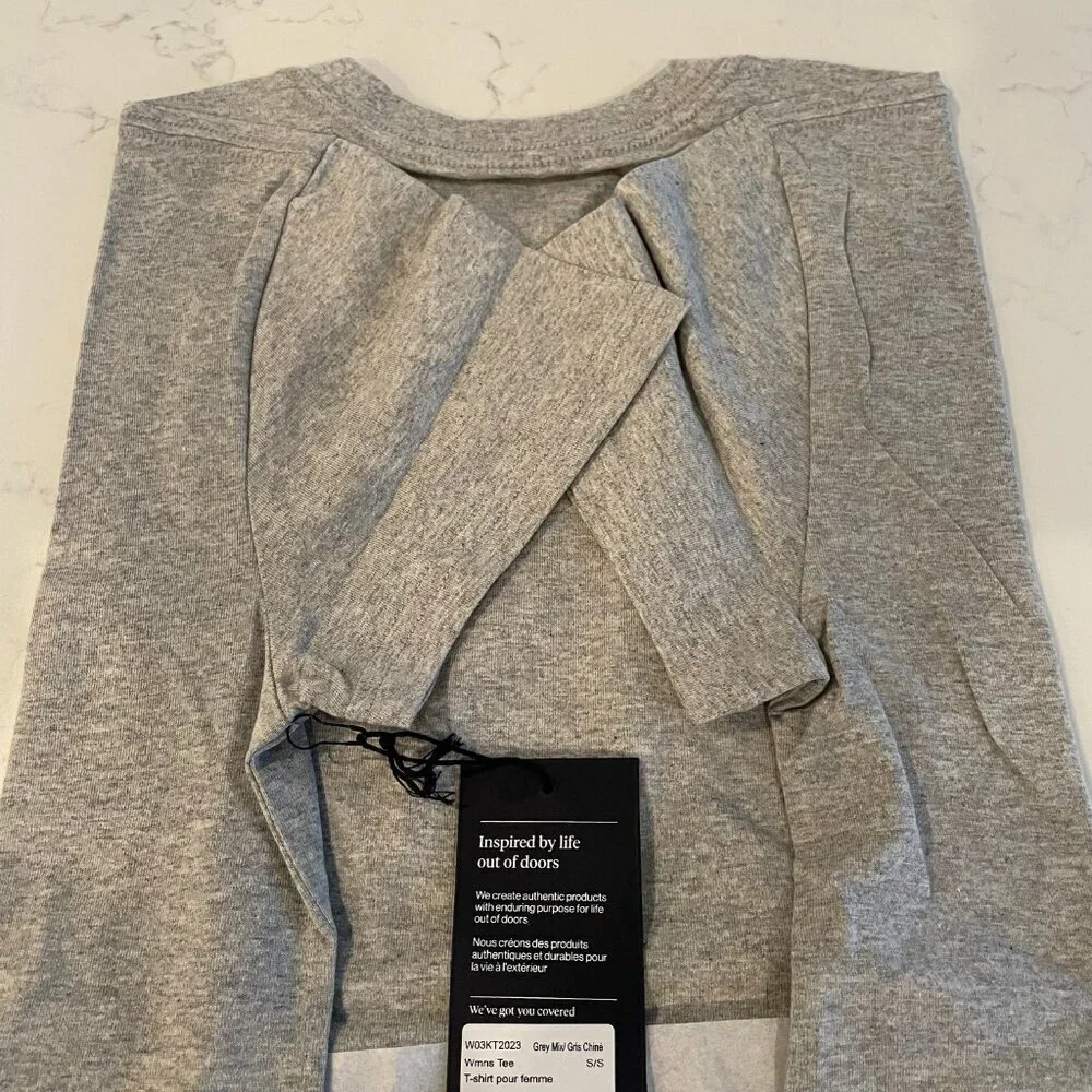 Tilley SS Casual Boyfriend Cut 100% Organic Cotton T Shirt Grey + White NIB - Picture 3 of 7